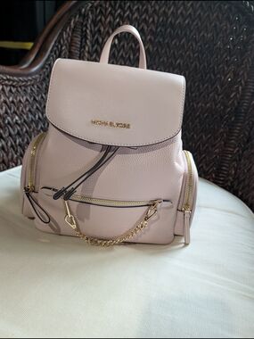 Michael Kors Blush Pink Leather Backpack with Gold Hardware